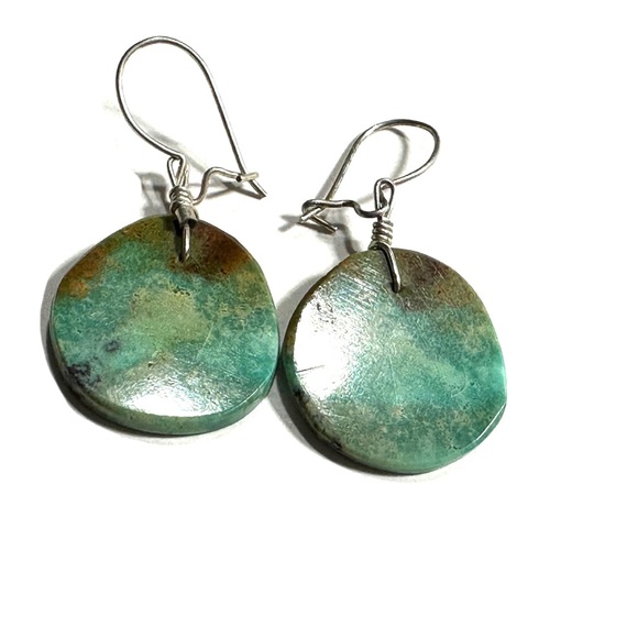 Jewelry - 5/$40 Green Turquoise Slab Native American Style Dangle Earrings Handcrafted